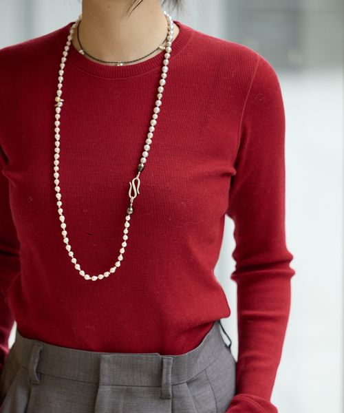 IENA LA BOUCLE（イエナラブークル）の「IENA LA BOUCLE ウールテレコクルーネックプルオーバー（Tシャツ/カットソー・レディース・チャコールグレー/レッド・FREE）」の12枚目の写真