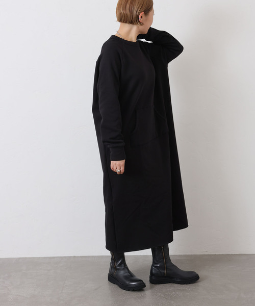 JOURNAL STANDARD LUXE（ジャーナルスタンダード　ラックス）の「ボンバーワンピース（ワンピース・レディース・チャコールグレー/ブラック・FREE）」の4枚目の写真