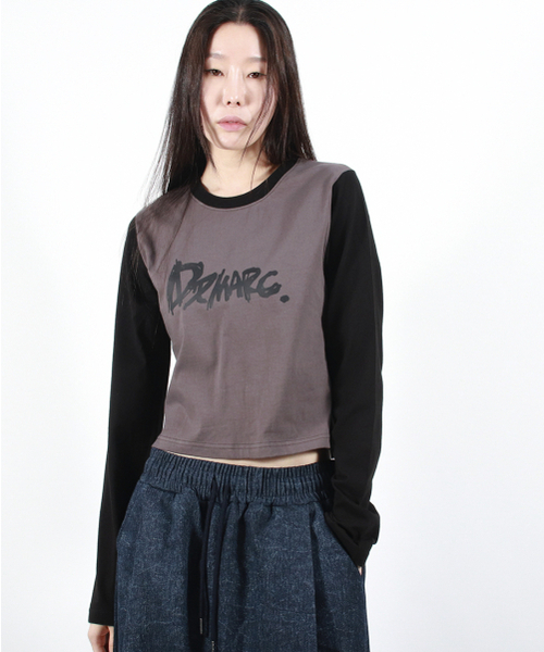 DEMARC(ドゥマーク)の「TOUCH LOGO COLOR-BLOCK SEMI CROP LONG SLEEVE - Charcoal&Black(Tシャツ/カットソー・レディース・その他・MEDIUM/LARGE)」の10枚目の写真