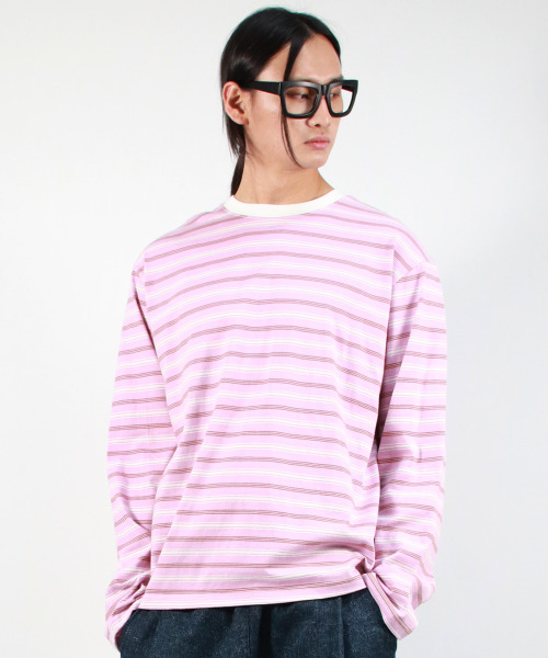 DEMARC(ドゥマーク)の「M MULTI STRIPE LONG SLEEVE TEE - Pink(Tシャツ/カットソー・メンズ・その他・LARGE/MEDIUM)」の2枚目の写真