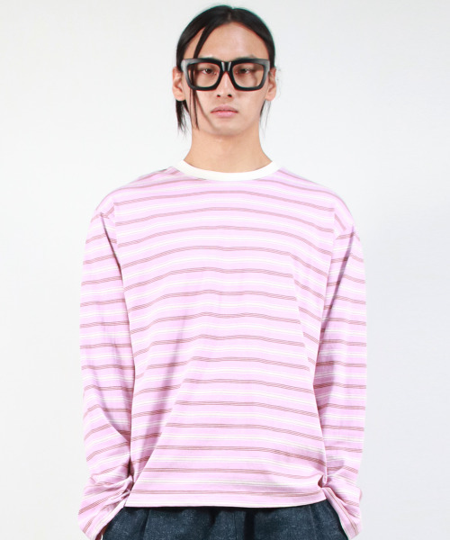 DEMARC(ドゥマーク)の「M MULTI STRIPE LONG SLEEVE TEE - Pink(Tシャツ/カットソー・メンズ・その他・LARGE/MEDIUM)」の3枚目の写真
