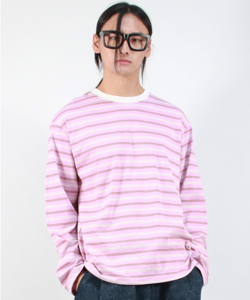 DEMARC(ドゥマーク)の「M MULTI STRIPE LONG SLEEVE TEE - Pink(Tシャツ/カットソー・メンズ・その他・LARGE/MEDIUM)」の8枚目の写真