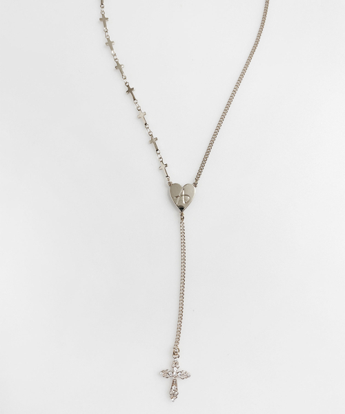 Cross Drop Necklace - Silver