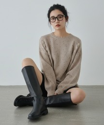 サイドレースアップネップニットプルオーバー