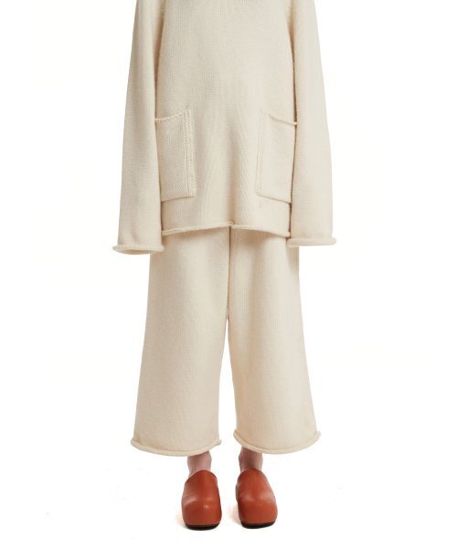 Wide-leg Cashmere Lounge Pants_Ivory
