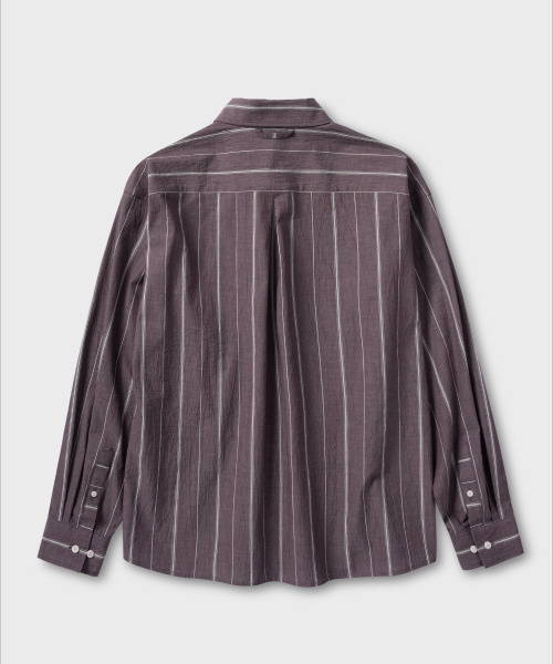 NONBLANK(ノンブランク)の「クラフトウォッシングストライプシャツ_ワイン(シャツ/ブラウス・メンズ・バーガンディー・MEDIUM/LARGE/X-LARGE)」の2枚目の写真