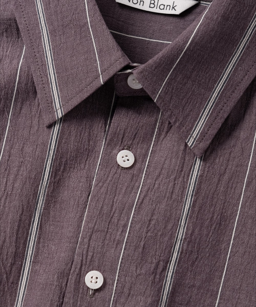 NONBLANK(ノンブランク)の「クラフトウォッシングストライプシャツ_ワイン(シャツ/ブラウス・メンズ・バーガンディー・MEDIUM/LARGE/X-LARGE)」の4枚目の写真