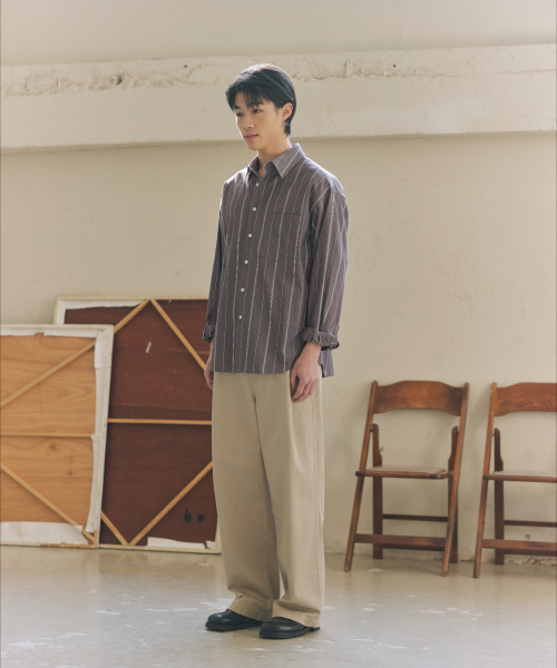 NONBLANK(ノンブランク)の「クラフトウォッシングストライプシャツ_ワイン(シャツ/ブラウス・メンズ・バーガンディー・MEDIUM/LARGE/X-LARGE)」の12枚目の写真