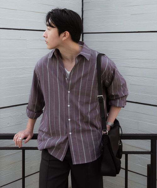 NONBLANK(ノンブランク)の「クラフトウォッシングストライプシャツ_ワイン(シャツ/ブラウス・メンズ・バーガンディー・MEDIUM/LARGE/X-LARGE)」の16枚目の写真
