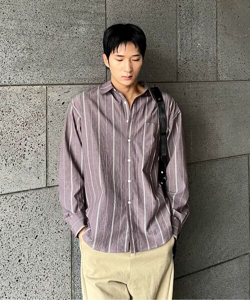 NONBLANK(ノンブランク)の「クラフトウォッシングストライプシャツ_ワイン(シャツ/ブラウス・メンズ・バーガンディー・MEDIUM/LARGE/X-LARGE)」の19枚目の写真