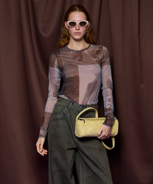 MAISON SPECIAL(メゾンスペシャル)の「Photo Collage Mesh Tops/フォトコラージメッシュトップス(Tシャツ/カットソー・レディース・イエロー/ブルー/グレー・FREE)」の2枚目の写真