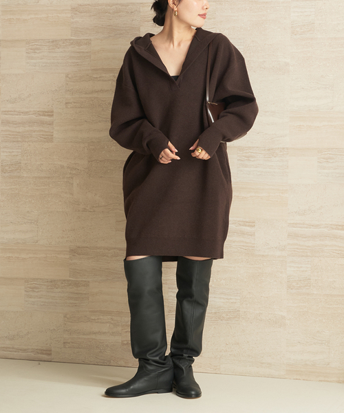 plage(プラージュ)の「フーディー ミニワンピース(ワンピース・レディース・キャメル/ブラウン・FREE)」の1枚目の写真