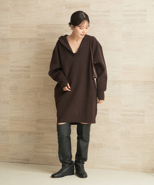 plage(プラージュ)の「フーディー ミニワンピース(ワンピース・レディース・キャメル/ブラウン・FREE)」の3枚目の写真