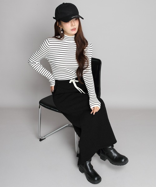 セール】【選べる丈感】ミンク風裏起毛ダンボールニットスカート