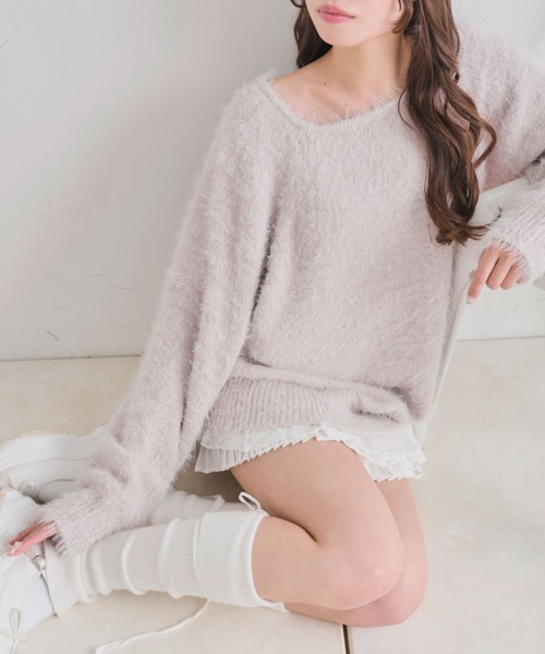 OLIVE des OLIVE（オリーブデオリーブ）の「チュールリボンゆるふわチュニック（ワンピース・レディース・イエロー/オフホワイト/トップグレー/ピンク/サックスブルー・FREE）」の7枚目の写真