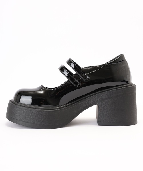 Lace Ladies(レースレディース)の「パテント調 ダブル ストラップ 厚底 ヒール パンプス(パンプス・レディース・ブラック/アイボリー・22.5cm/23cm/23.5cm/24cm/25cm/24.5cm)」の16枚目の写真