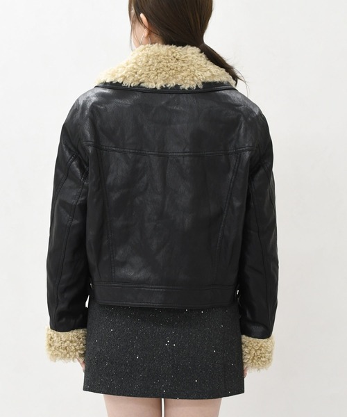 MISCH MASCH（ミッシュマッシュ）の「一部店舗限定 ボア付きフェイクレザーブルゾン（ブルゾン・レディース・ブラック/ブラウン・ﾌﾘ-）」の10枚目の写真