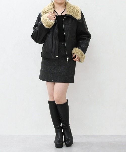 MISCH MASCH（ミッシュマッシュ）の「一部店舗限定 ボア付きフェイクレザーブルゾン（ブルゾン・レディース・ブラック/ブラウン・ﾌﾘ-）」の17枚目の写真