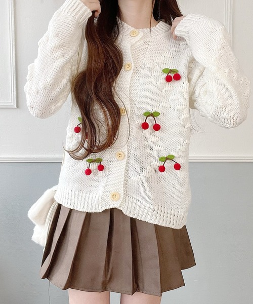 Nana（ナナ）の「さくらんぼニットカーディガン（ニット/セーター・レディース・アイボリー/ブラック・FREE）」の10枚目の写真