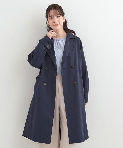 SHOO・LA・RUE（シューラルー）の「【S-LL/撥水】通勤や学校行事にも ロングトレンチコート（トレンチコート・レディース・ベージュ/ネイビー・01/02/03/04）」の7枚目の写真