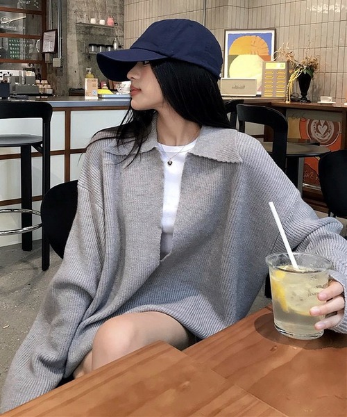 inst.ALL(インストール)の「ゆったりスキッパーニットトップス×ショートパンツセット(ニット/セーター・レディース・ネイビー/グレー/チャコールグレー・M)」の20枚目の写真