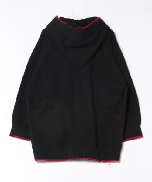 Vivienne Westwood(ヴィヴィアンウエストウッド)の「ブランケットステッチ裏毛ブロークン加工フーディー(Tシャツ/カットソー・レディース・ブラック/グレー・FREE)」の3枚目の写真