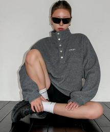 INJIACTIVE（インジアクティブ）の「フリーススナッププルオーバースウェットシャツチャコール（スウェット）」