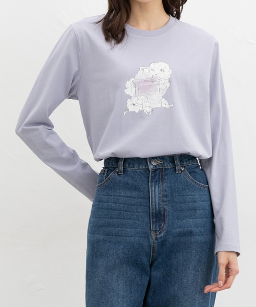 Honeys(ハニーズ)の「イラストプリントTシャツ(Tシャツ/カットソー・レディース・ホワイト系その他2/ラベンダー/ピンク/ホワイト系その他3・S/M/LL/L)」の3枚目の写真