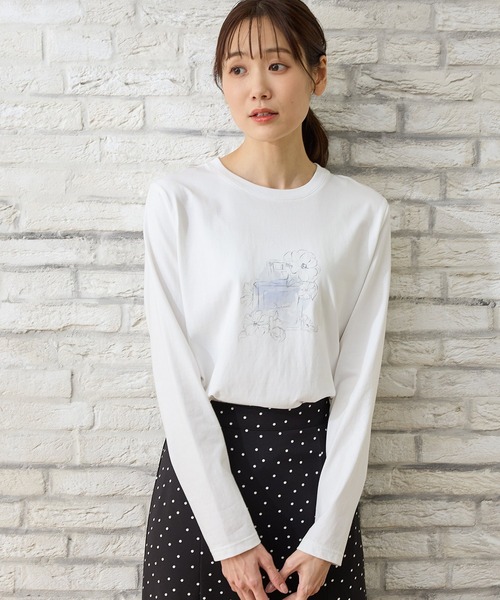 Honeys(ハニーズ)の「イラストプリントTシャツ(Tシャツ/カットソー・レディース・ホワイト系その他2/ラベンダー/ピンク/ホワイト系その他3・S/M/LL/L)」の7枚目の写真
