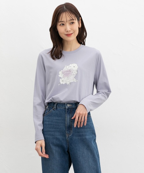 Honeys(ハニーズ)の「イラストプリントTシャツ(Tシャツ/カットソー・レディース・ホワイト系その他2/ラベンダー/ピンク/ホワイト系その他3・S/M/LL/L)」の9枚目の写真