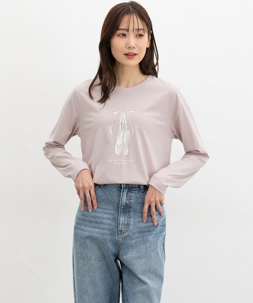 Honeys(ハニーズ)の「イラストプリントTシャツ(Tシャツ/カットソー・レディース・ホワイト系その他2/ラベンダー/ピンク/ホワイト系その他3・S/M/LL/L)」の12枚目の写真