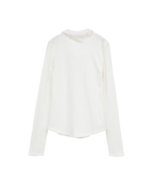 CLANE(クラネ)の「SOFT HOODED HIGH NECK TOPS(Tシャツ/カットソー・レディース・グレー/ホワイト・F)」の16枚目の写真