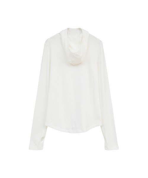 CLANE(クラネ)の「SOFT HOODED HIGH NECK TOPS(Tシャツ/カットソー・レディース・グレー/ホワイト・F)」の17枚目の写真