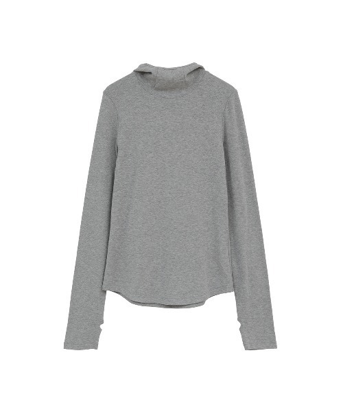 CLANE（クラネ）の「SOFT HOODED HIGH NECK TOPS（Tシャツ/カットソー・レディース・グレー/ホワイト・F）」の22枚目の写真