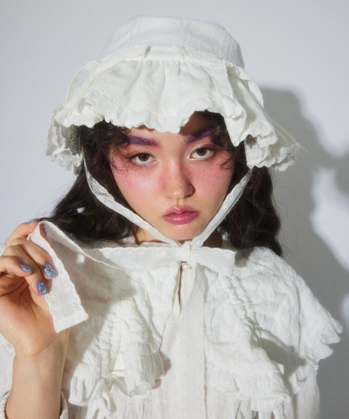 Candy Stripper(キャンディストリッパー)の「BABY FRILL ハット(ハット・レディース・オフホワイト/ブラック・FREE)」の4枚目の写真