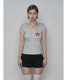 HOTFIX RIBBON DOT TOP / LIGHT GRAY