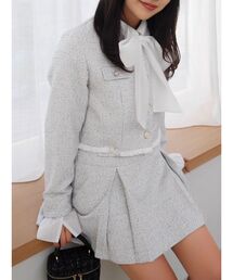 dazzlin | 2WAYシングルツイードジャケット(ノーカラージャケット)