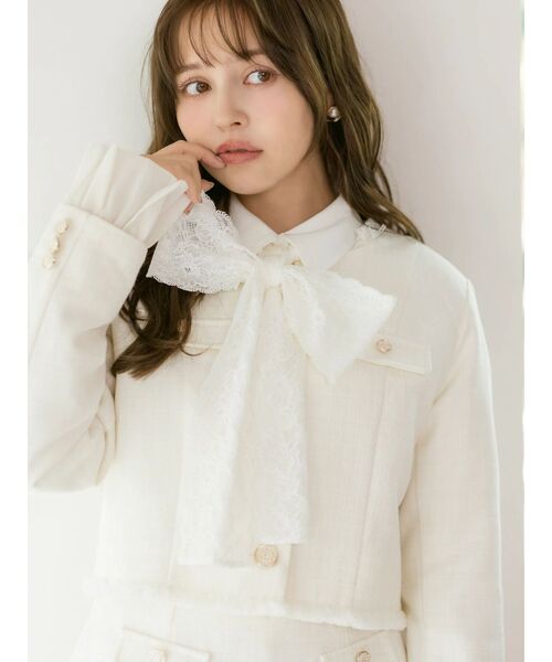 dazzlin(ダズリン)の「2WAYシングルツイードジャケット(ノーカラージャケット・レディース・ピンク/その他1/アイボリー・FREE)」の15枚目の写真