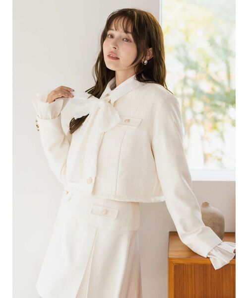 dazzlin(ダズリン)の「2WAYシングルツイードジャケット(ノーカラージャケット・レディース・ピンク/その他1/アイボリー・FREE)」の16枚目の写真