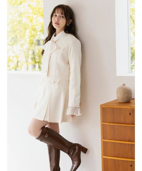 dazzlin(ダズリン)の「2WAYシングルツイードジャケット(ノーカラージャケット・レディース・ピンク/その他1/アイボリー・FREE)」の17枚目の写真