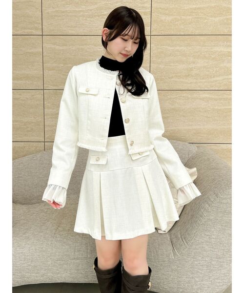 dazzlin(ダズリン)の「2WAYシングルツイードジャケット(ノーカラージャケット・レディース・ピンク/その他1/アイボリー・FREE)」の19枚目の写真