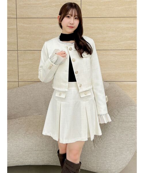 dazzlin(ダズリン)の「2WAYシングルツイードジャケット(ノーカラージャケット・レディース・ピンク/その他1/アイボリー・FREE)」の21枚目の写真