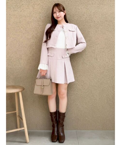 dazzlin 2WAYシングルツイードジャケット　 スカート　2点セット dazzlin（ダズリン） ジャケット ノーカラージャケット 2WAYシングル