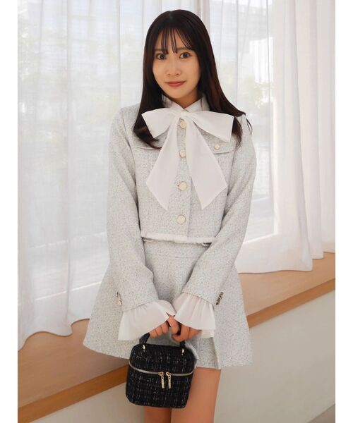 dazzlin 2WAYシングルツイードジャケット　 スカート　2点セット dazzlin（ダズリン） ジャケット ノーカラージャケット 2WAYシングル