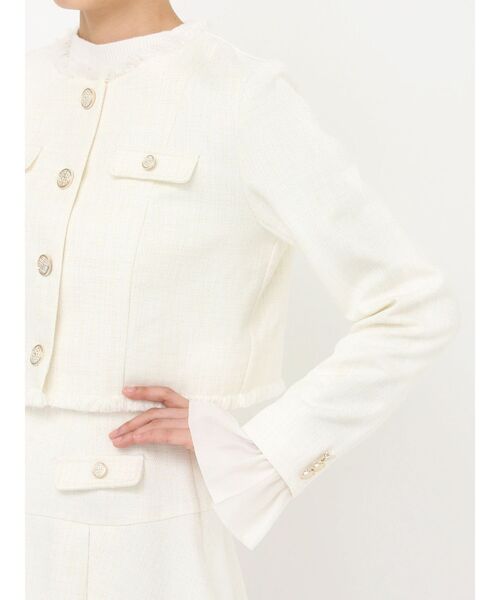 dazzlin(ダズリン)の「2WAYシングルツイードジャケット(ノーカラージャケット・レディース・ピンク/その他1/アイボリー・FREE)」の4枚目の写真
