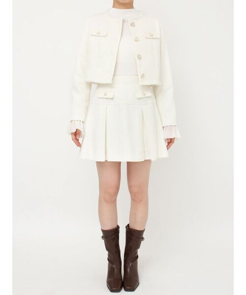 dazzlin(ダズリン)の「2WAYシングルツイードジャケット(ノーカラージャケット・レディース・ピンク/その他1/アイボリー・FREE)」の11枚目の写真