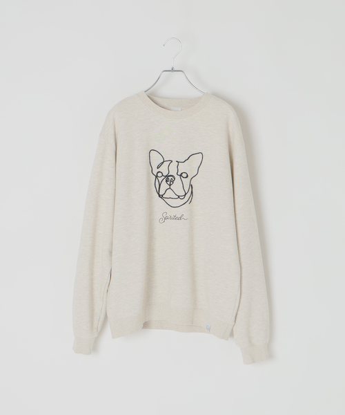 B.C STOCK(ベーセーストック)の「ドッグ コード刺繍 クルーネックスウェット(スウェット・メンズ・ブラック/チャコールグレー/ホワイト・LARGE/MEDIUM)」の2枚目の写真