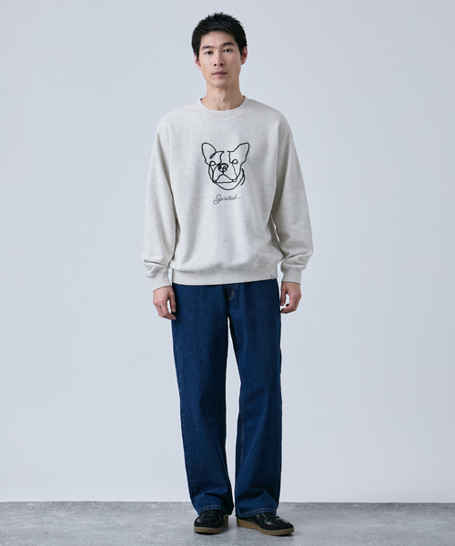 B.C STOCK(ベーセーストック)の「ドッグ コード刺繍 クルーネックスウェット(スウェット・メンズ・ブラック/チャコールグレー/ホワイト・LARGE/MEDIUM)」の12枚目の写真