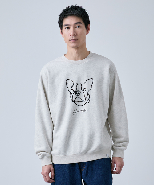 B.C STOCK(ベーセーストック)の「ドッグ コード刺繍 クルーネックスウェット(スウェット・メンズ・ブラック/チャコールグレー/ホワイト・LARGE/MEDIUM)」の13枚目の写真