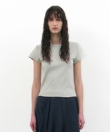 レースパンチング90sショートスリーブTシャツ_ミントグレー
